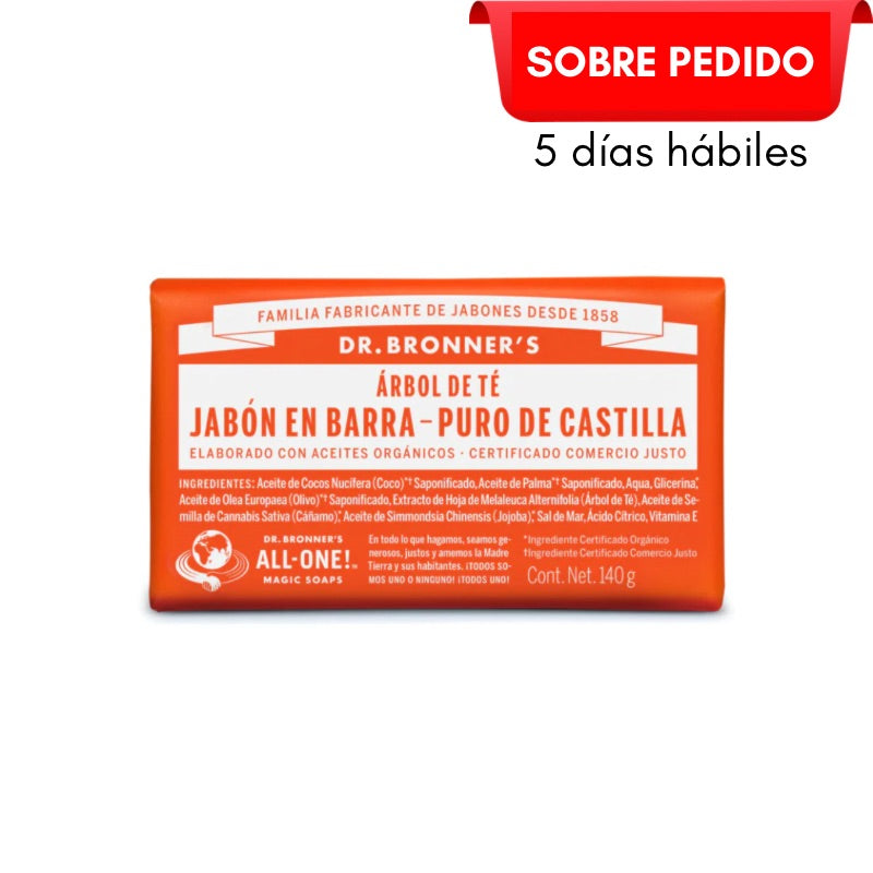 JABON DE BARRA PURO DE CASTILLA DE ARBOL DEL TE 140 G DR BRONNER'S
