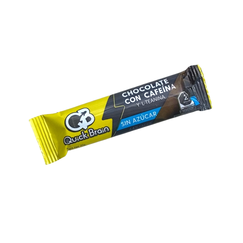 BARRA DE CHOCOLATE CON CAFEINA SIN AZUCAR QUICK BRAIN
