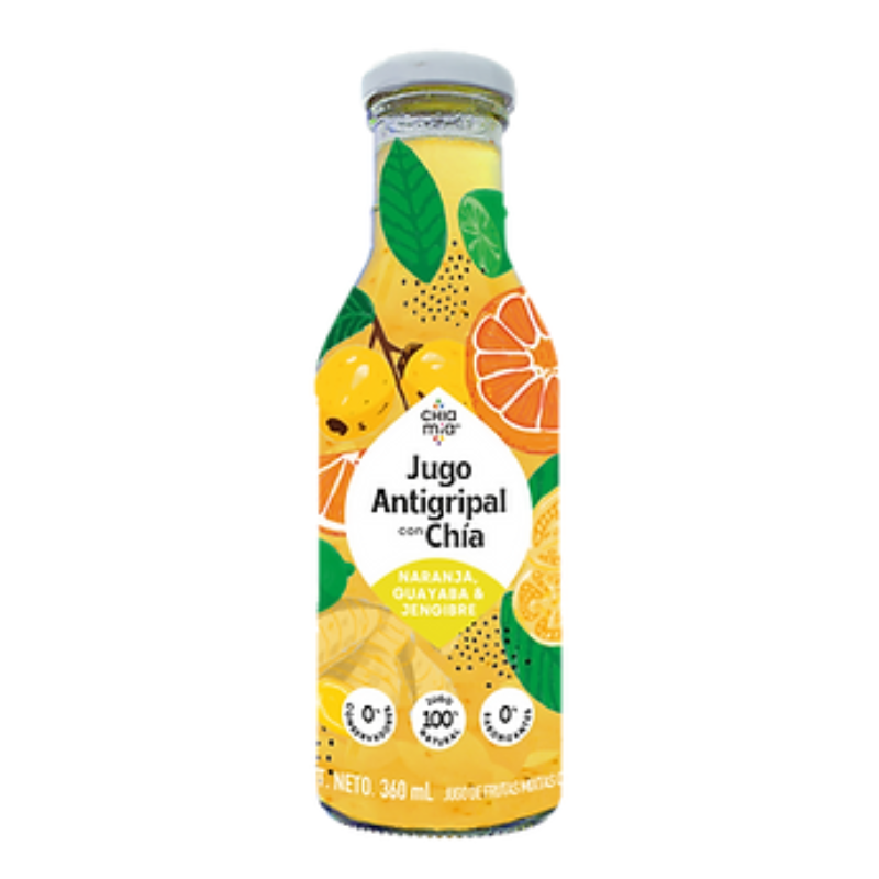 AGUA FRESCA CON CHIA NARANJA, GUAYABA, JENGIBRE Y LIMON CHIA MIA
