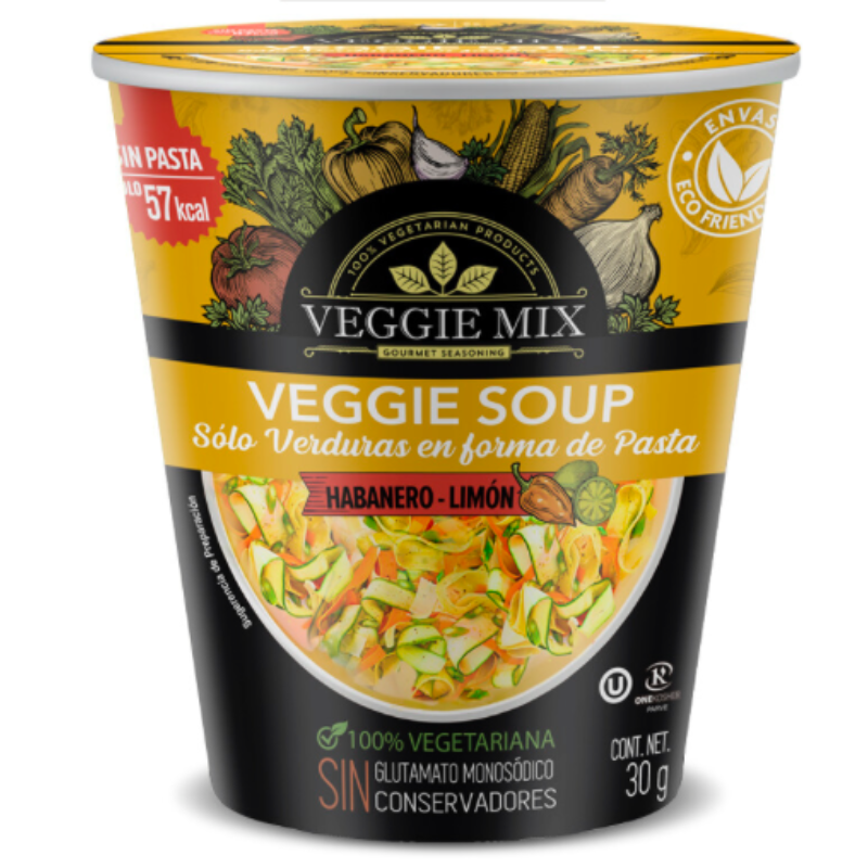 SOPA INSTANTANEA DE VERDURAS SABOR LIMON HABANERO 30 G VEGGIE MIX