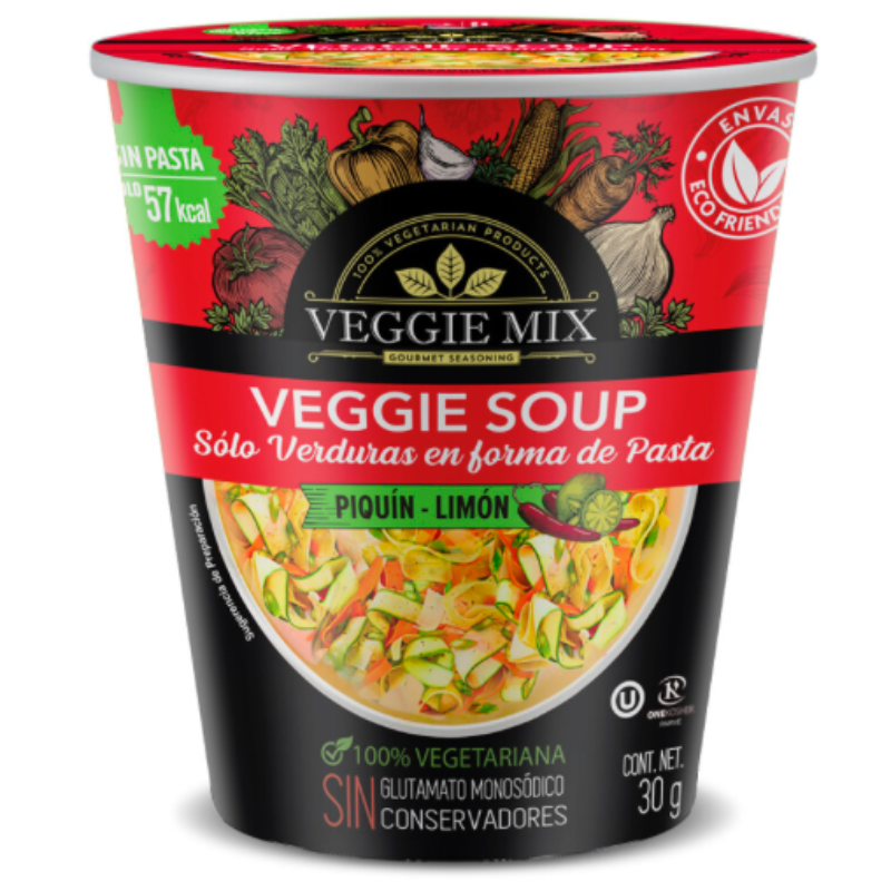 SOPA INSTANTANEA DE VERDURAS SABOR LIMON PIQUIN 30 G VEGGIE MIX