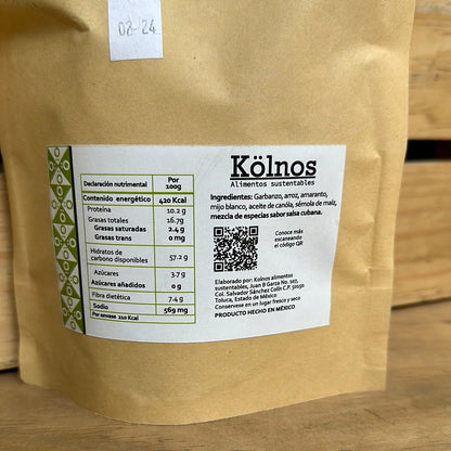 BOTANA HORNEADA DE HARINA DE GARBANZO Y AMARANTO SABOR SALSAS CUBANA KOLNOS