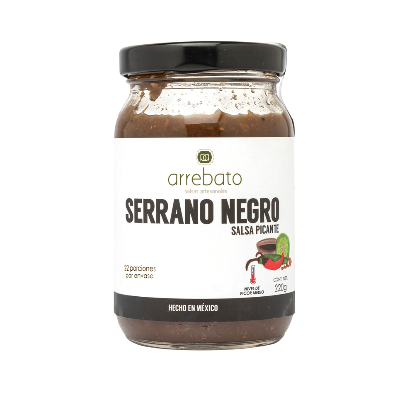 SALSA SERRANO NEGRO 220 G ARREBATO