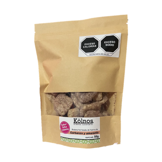 BOTANA HORNEADA DE HARINA DE GARBANZO Y AMARANTO SABOR SALSAS CUBANA KOLNOS