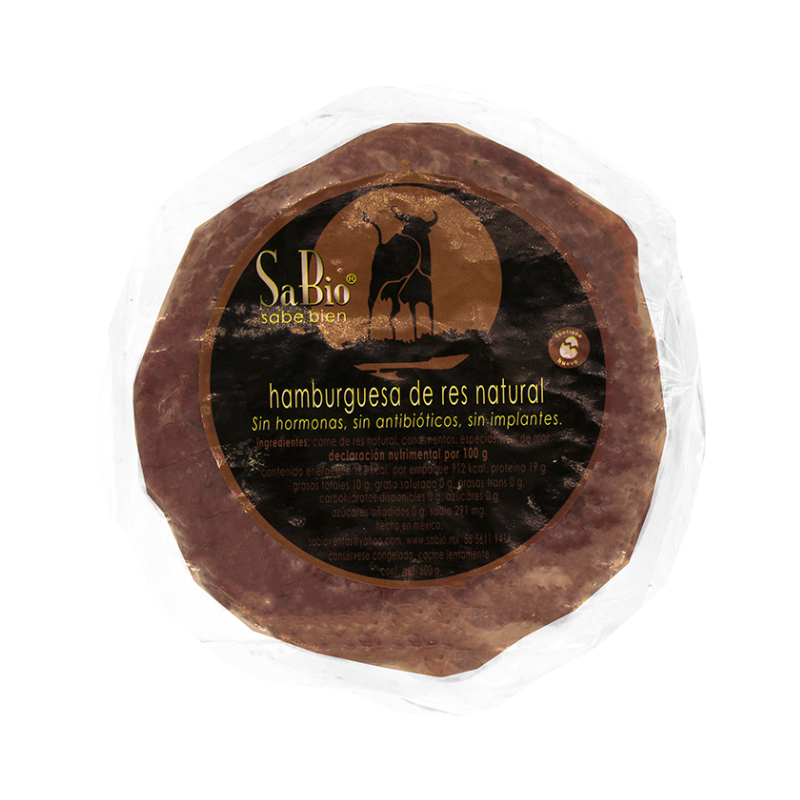 HAMBURGUESA DE RES ORGANICA 600 G SABIO