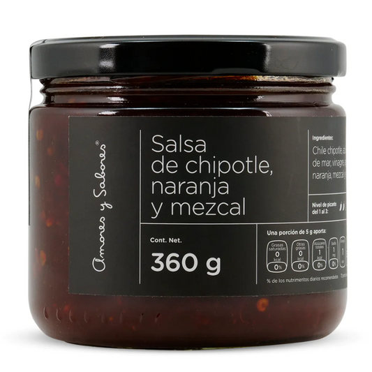 SALSA CHIPOTLE NARANJA Y MEZCAL AMORES Y SABORES