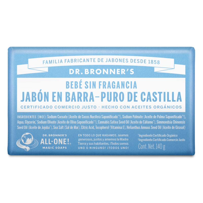 JABON DE BARRA PURO DE CASTILLA PARA BEBE 140 G DR BRONNER'S