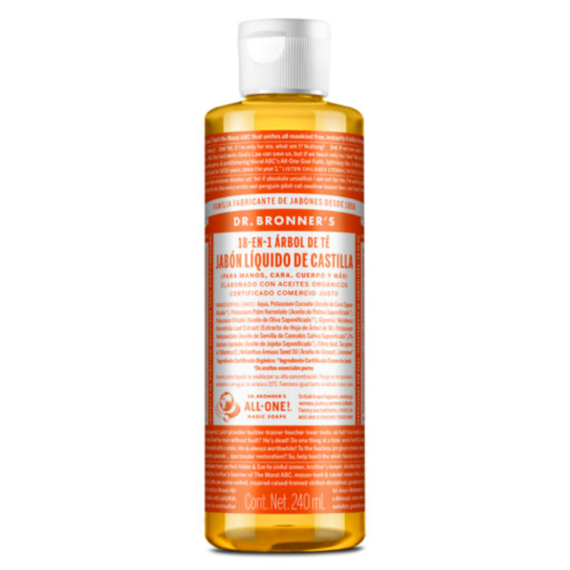 JABON LIQUIDO PURO DE CASTILLA ARBOL DEL TE 240 ML DR BRONNER'S